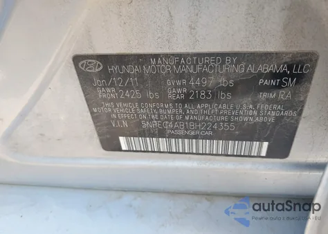 2011 Hyundai Sonata Limited 2.0T from USA, damaged, VIN 5NPEC4AB1BH224355